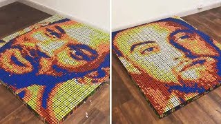 Incredible Celebrity Portraits Made Up Of Over 700 Rubik's Cubes