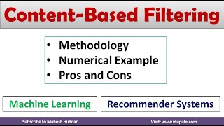 Content-based Filtering | Machine Learning | Recomendar Recommendation System by Dr. Mahesh Huddar