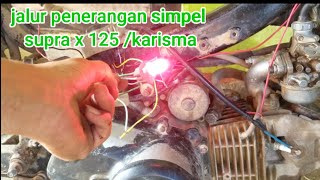 merangkai sistem penerangan simpel  pada motor supra 125/karisma || jalur lampu depan supra 125