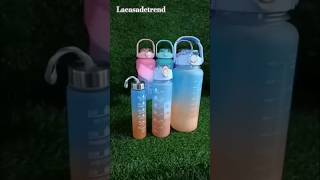 3Pcs Set Motivational Water Bottle With Sipper | 2L Sipper Water Bottle | Timer Straw Water Bottle 🙂