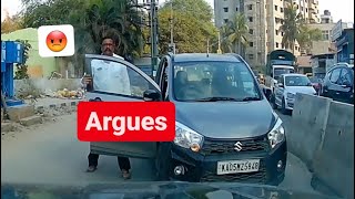 Angry Driver On The Wrong Way Confronts For Stopping Him