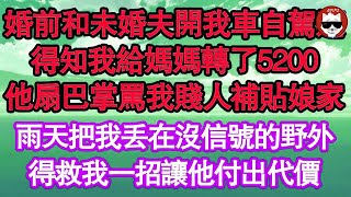 婚前和未婚夫開我車自駕遊，得知我給媽媽轉了5200，他扇巴掌罵我賤人補貼娘家，雨天把我丟在沒信號的野外，得救我一招讓他付出代價 真情故事會  老年故事  情感需求  愛情  家庭