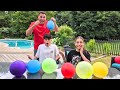 Desafío de Heidi y Zidane con coloridos globos de agua | Vídeo divertido para niños