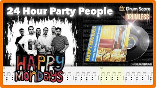 Happy Monday - 24 Hour Party People | Drumless | Drum Transcription