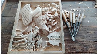 Wood carving -Luffy Gear 5 awakening vs Kaido-  One Piece Anime-Amazing fighting decoration