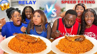 *FAMILY GOT INTO AN ARGUMENT BECAUSE OF THIS... RELAY SPEED EATING CHALLENGE!! + JOLLOF RICE \u0026 FISH