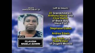 Claudia Nigela Edwin nee Sealy ~ Long Obituary