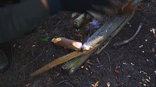 ナイフ1本で火起こし　きりもみ式　Bushcraft