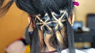 Rubberbands Rip Out Hair| Medium Triangle Part Box Braids