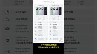 华为Mate60标准版和华为Mate60 pro差异对比，pro版本在镜头，充电，卫星通话上优势更加明显，但是颜色方面，两者是一样的，pro并没有额外的配色。