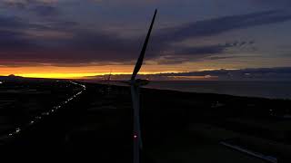 【4K】鳥取県東伯郡北栄町 風車と夕焼けを撮ってみた / ドローン空撮