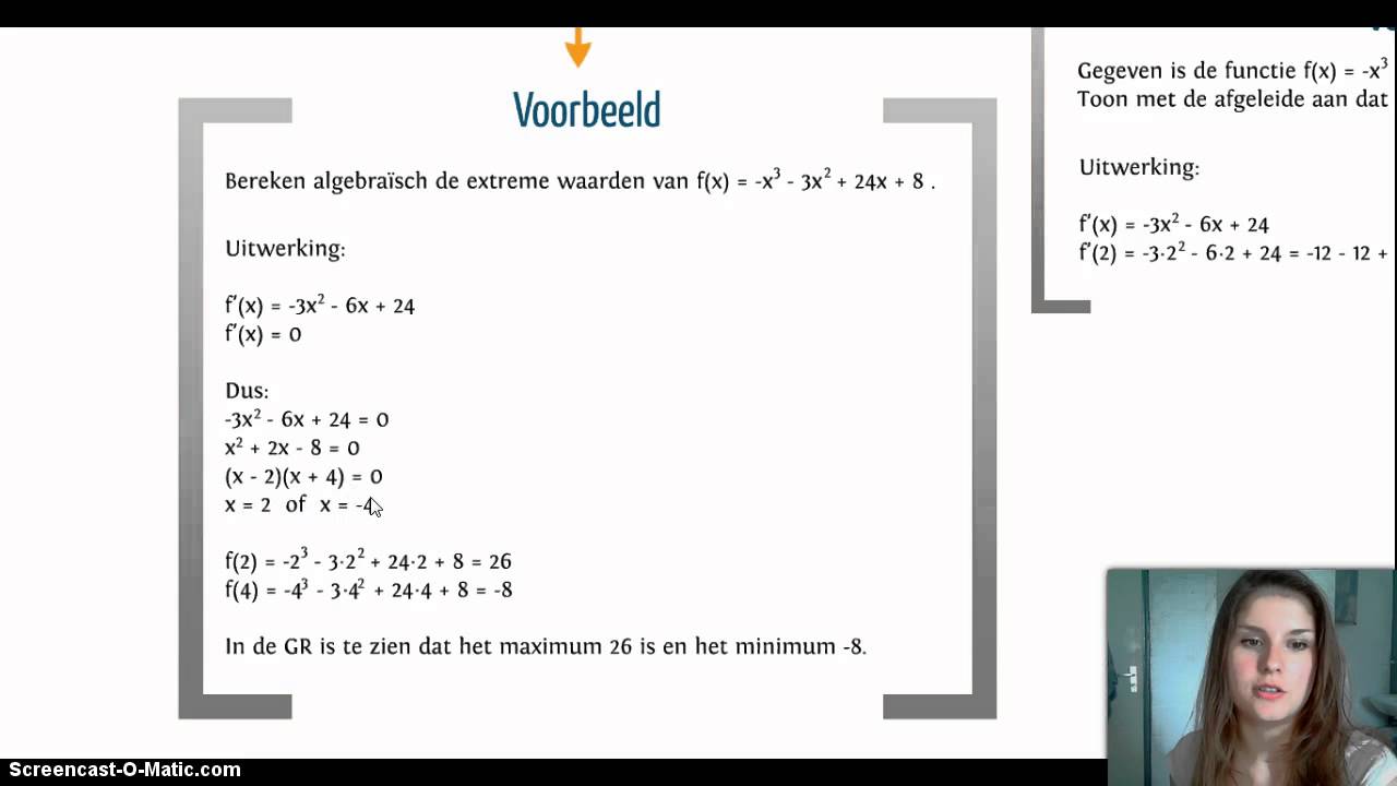 De Afgeleide: Extreme Waarden - Wiskunjeleren (oud) - YouTube
