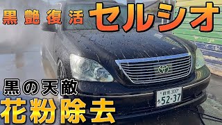 【セルシオ】黒艶復活‼️花粉まみれの202ブラック 走行225000キロ 30後期 eR仕様 BBS 洗車