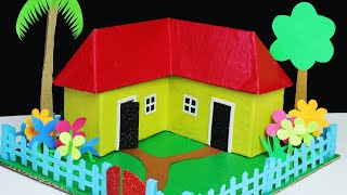 Cardboard House making - Easy Craft - Paper House- Very Easy School Project
