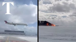 Delta Airlines plane crashes on runway at Toronto airport