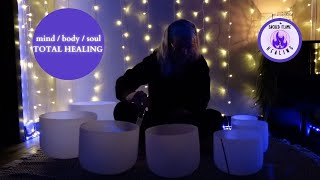 Healing Frequencies Crystal Singing Bowl Sound Bath Meditation (with water sounds)