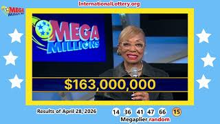 Mega Millions lottery result on April 28, 2026 - Jackpot is $178 million now