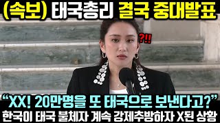 (속보) 태국총리 결국 중대발표! 한국이 태국 불체자 수십만명씩 계속 강제추방하자 X된 상황