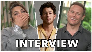 "I THINK HE LICKED YOUR FACE" Priyanka Chopra Jonas & Sam Heughan Laugh About Nick Jonas | INTERVIEW
