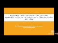 allotment of land for agricultural purposes section 101 rajasthan land revenue act 1956