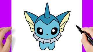 Como dibujar Vaporeon Chibi - Pokemon