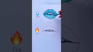 Which one do you like the most? Theme - water and fire || lips painting  #art #painting #shorts