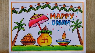 Onam Festival Drawing easy| Happy Onam drawing| Onam Festival special drawing easy| Easy Poster