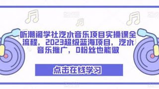 发现一个冷门赚钱玩法，音乐推广项目；汽水音乐项目实操课全流程，2023超级蓝海项目，汽水音乐推广，0粉丝也能做