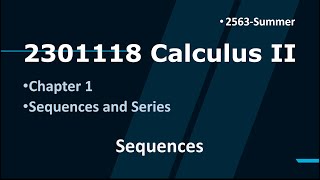 2301118 Calculus II Chapter 1 Sequences