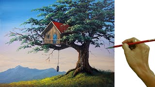 Acrylic Landscape Painting in Time-lapse / Tree House / JMLisondra