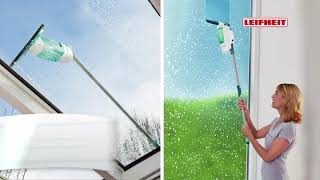 Leifheit Fenstersauger Set Dry & Clean mit Stiel & Einwascher für 360° streifenfreie Reinigung