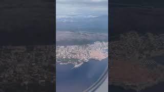 Plane flying over into Dubrovnik, Croatia