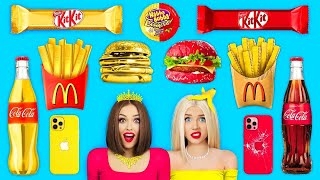 Rich Food VS Broke Food Challenge | Eating Rich and Normal Snacks All Day by RATATA