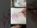 Watercolor Pink Ballerinas (Time lapse tutorial)