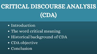 Critical Discourse Analysis
