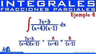 Integración por fracciones parciales | Ejemplo 4 Factores lineales diferentes