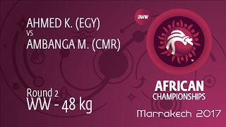 Round 2 WW - 48 kg: K. AHMED (EGY) df. M. AMBANGA (CMR), 12-3