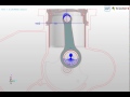 Piston and rod forces in a crankshaft mechanism fully assembled by contacts