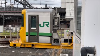 【高崎工臨返空（レール空車）】キヤE195系1000番台ｵｸST-1編成（トップナンバー）＋ST-18編成が大宮駅7番線を発車するシーン（工9848D）2023.6.28〜超前出し…これはやべぇよ…