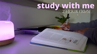 2-Hour Study With Me | Pomodoro Timer 30-5 | Fire Crackling 🕯️+ Rain 🌧