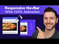 Responsive NavBar Using HTML CSS JS | Navigation Menu Bar With COOL Animation | Hamburger Menu Nav