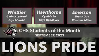 Lions Pride: CHS Students of the Month - September, 2023