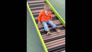 80 slides down the roller slide