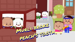 Cricket match || peachu ka dant tut gaya || peach goma stories || English subtitle || dudububu kids