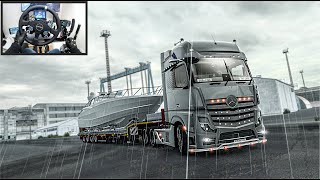 Epic Mercedes Actros vs Storm: Hauling a Luxury Yacht Across Europe! Euro Truck Simulator 2 - MozaR9
