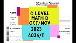 O Level Mathematics - D Paper 1 4024/11 Oct/Nov 2023