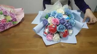 하비공유] 💐유치원 킨더조이 비누꽃 꽃다발 만들기💐