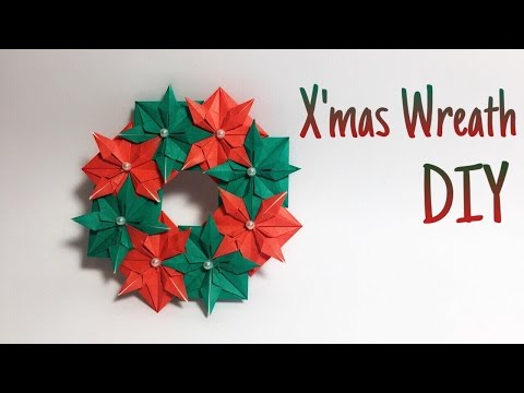 Christmas Wreath Origami tutorial !! Christmas Wreath Origami tutorial !!