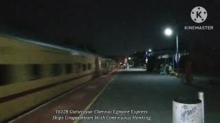 16128 Guruvayur Chennai Egmore Express Skips Urappakkam With Fantastic Honking And Link of AJJ WAP4