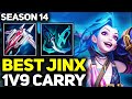 RANK 1 BEST JINX IN THE WORLD 1V9 CARRY GAMEPLAY! | Season 14 League of Legends